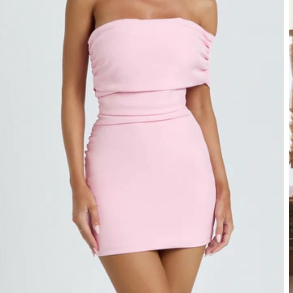 Showpo Strapless Light Pink Bodycon Mini Dress - Picture 1 of 2